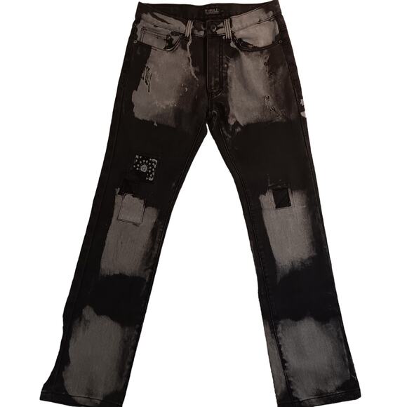 Thrill Other - Thrill Denim & Supply Jeans Mens 33X32 Bleach Black Patches Grunge